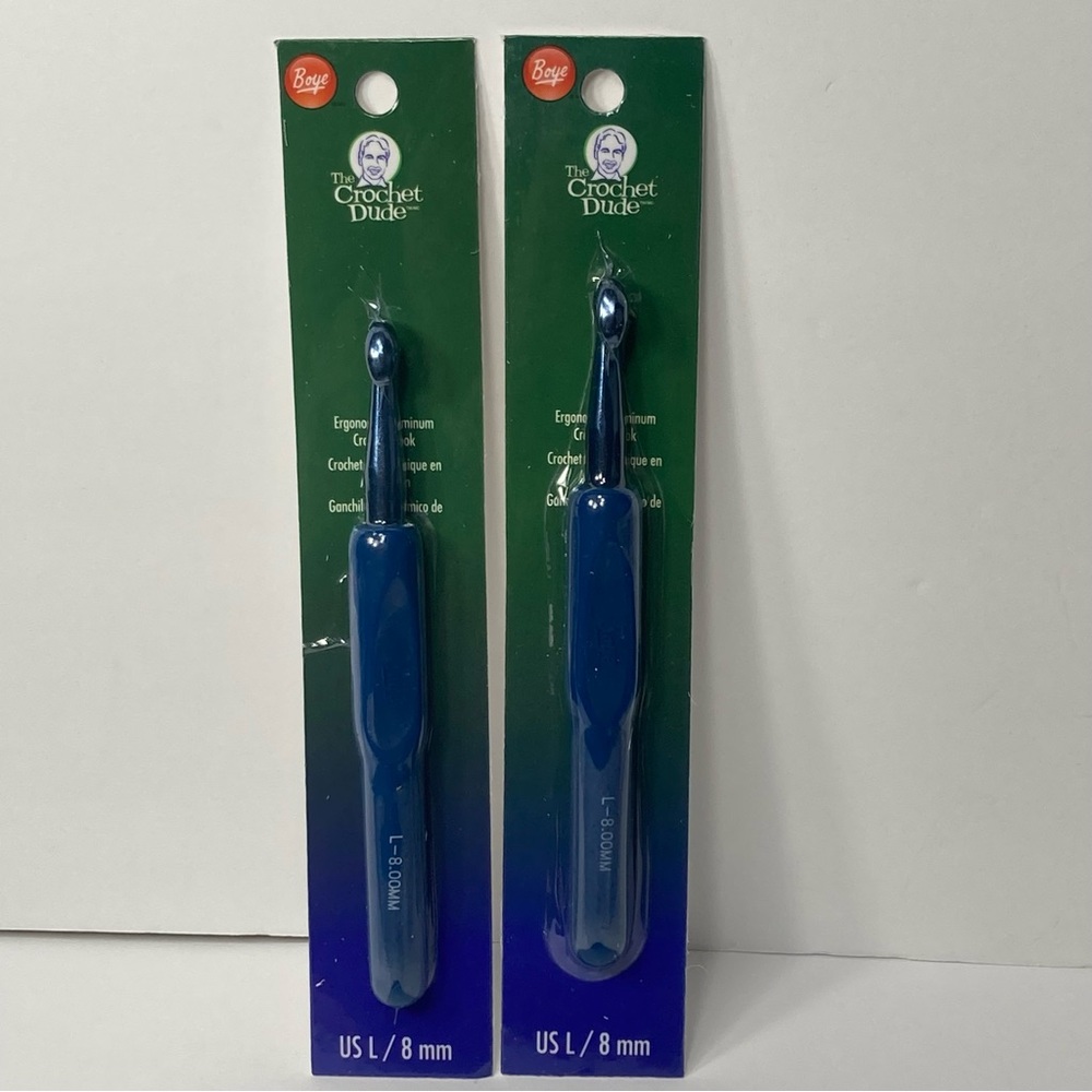 Boye Crochet Dude Ergonomic Aluminum Crochet Hook Set of 2 US L 8mm